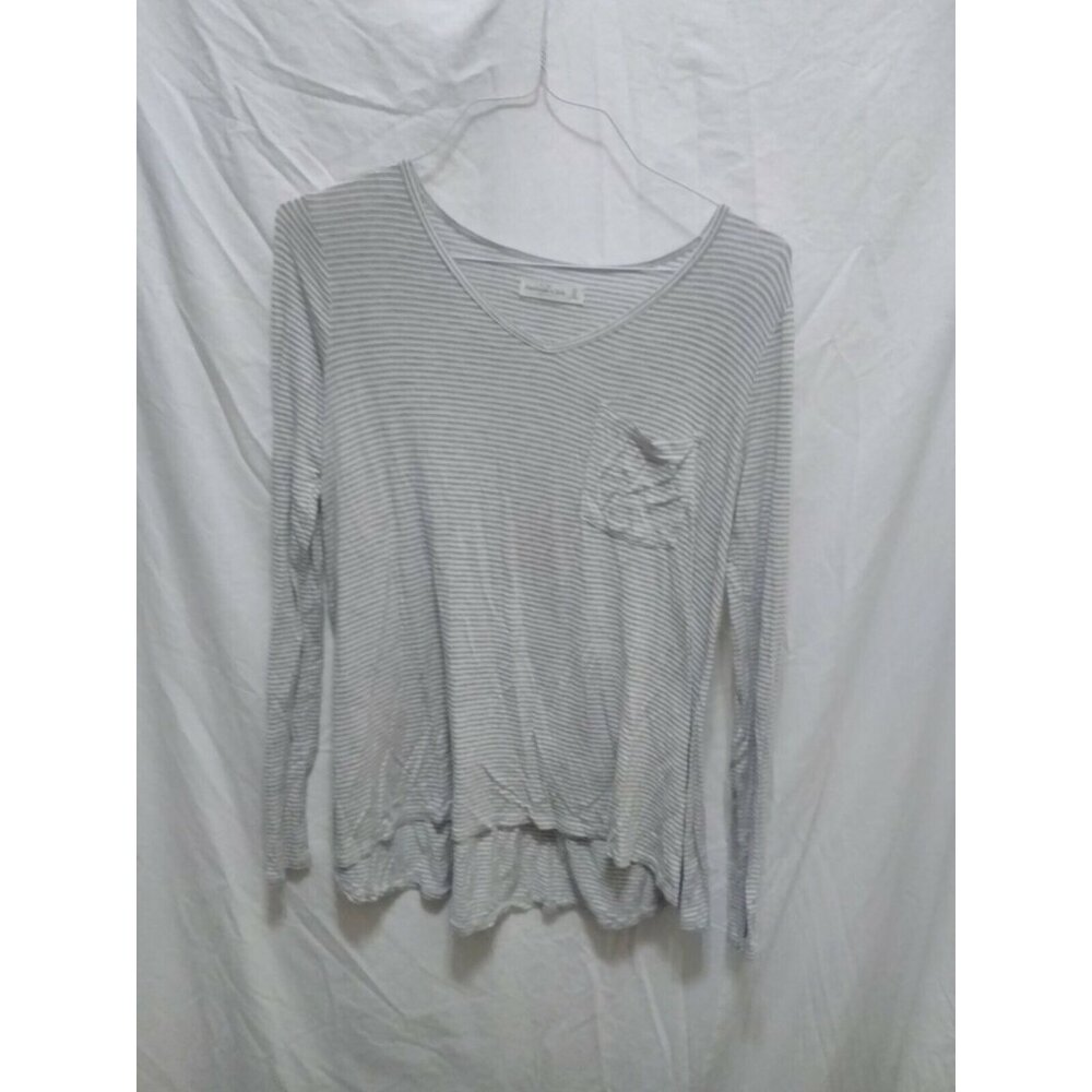 Abercrombie & Fitch Gray and White Striped‎ Long Sleeve Asymmetrical Top XS